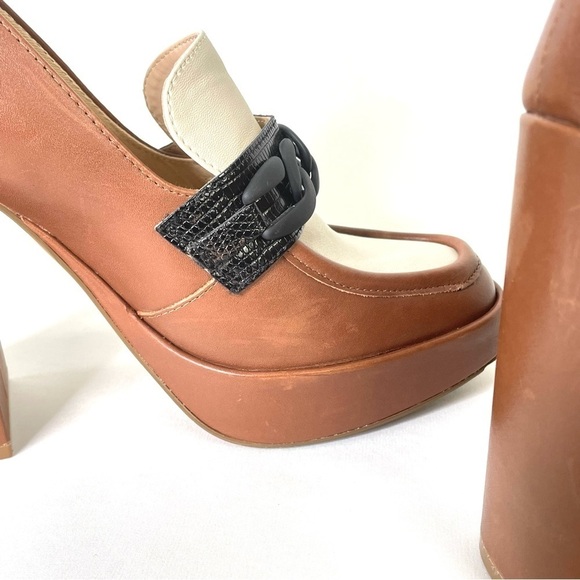 Steve Madden Rhylee Brown Black Loafer Platform Heels Shoes Women's Size 9.5 - Picture 9 of 10